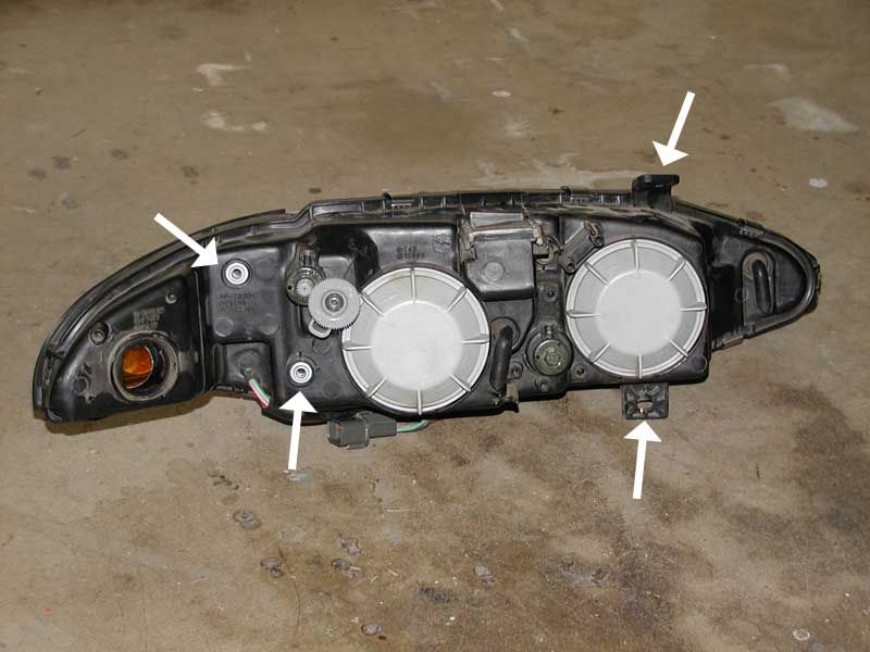Rear view of driver side headlamp.